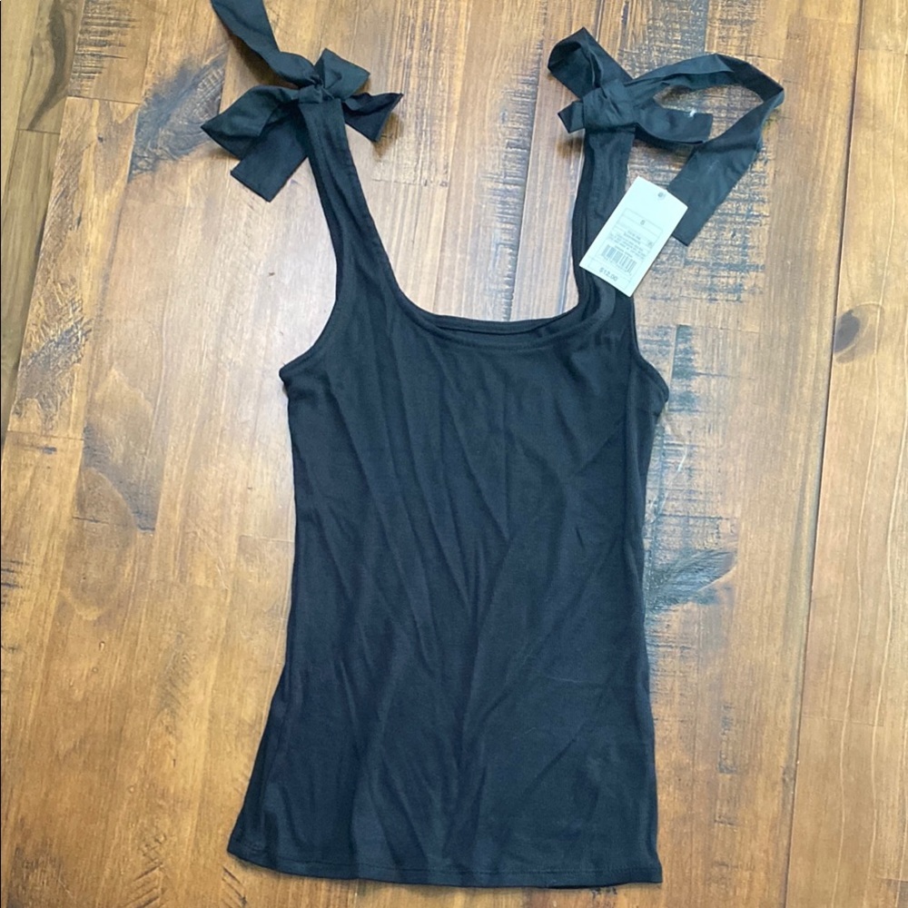 A New Day Black Tie Front Fitted Tank Top